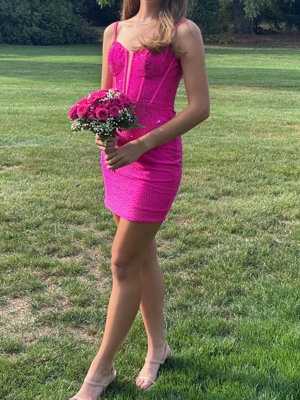 Sherri Hill | Dresses | Fuchsia Sequin Bodycon Dress With Plunge Neckline Sherri Hill Size 0